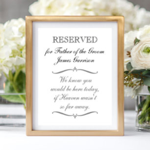 Vater der Groom Gedenkstätte vorbehalten Hochzeit Poster