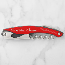 Vater der Groom Red Gastgeschenk Hochzeit Corkschr Kellnermesser