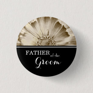 Vater der Groom Wedding Gold Daisy Button