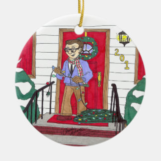 Vater, der herauf Weihnachtslichtverzierung sich Keramik Ornament