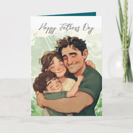 Vater, der Kinder hält, und benutzerdefinierte Bot Karte