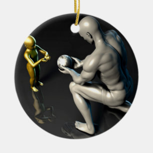 Vater, der Klugheit zu seinem Kind oder zu Sohn Keramikornament