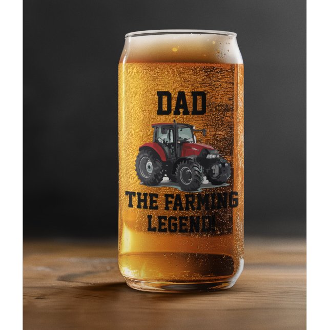 Vater der landwirtschaftlichen Legende Red Traktor Dosenglas (Farming Legend Custom Beer Glass For Farmers)