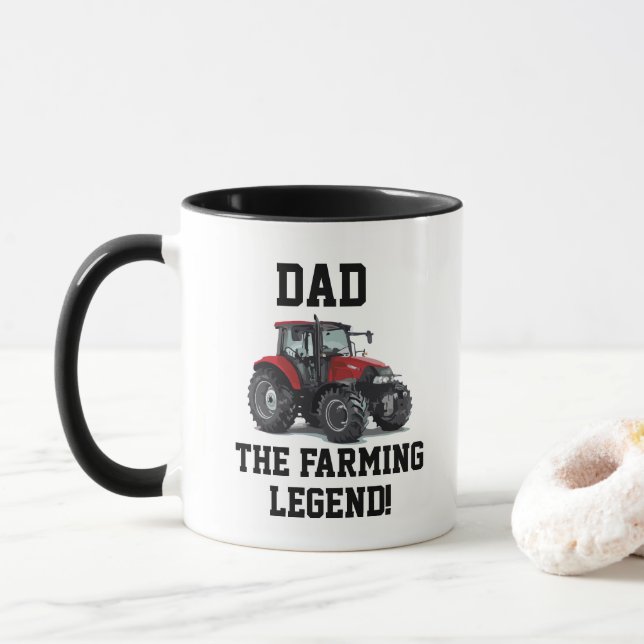 Vater der landwirtschaftlichen Legende Red Traktor Tasse (Mit Donut)