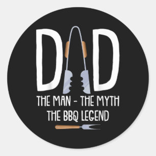Vater Der Mann der Mythos Die Grillen lehnen lusti Runder Aufkleber