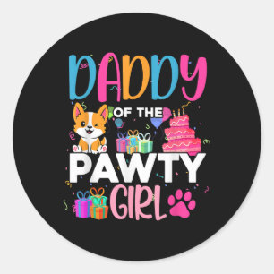 Vater der Pawty Girl Corgi Dog Family Geburtstag M Runder Aufkleber