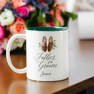 Vater der Wasserfarbenfloralen Schuhe des Grooms Zweifarbige Tasse