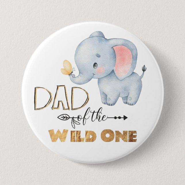 Vater der "Wild One Elephant Gold Foil"-Taste Button (Vorderseite)