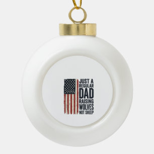 Vater, der Wölfe aufzieht, patriotisches Vintage-S Keramik Kugel-Ornament