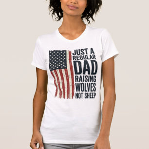 Vater, der Wölfe aufzieht, patriotisches Vintage-S T-Shirt