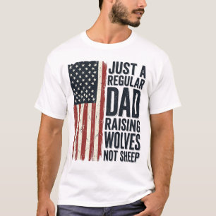 Vater, der Wölfe aufzieht, patriotisches Vintage-S T-Shirt