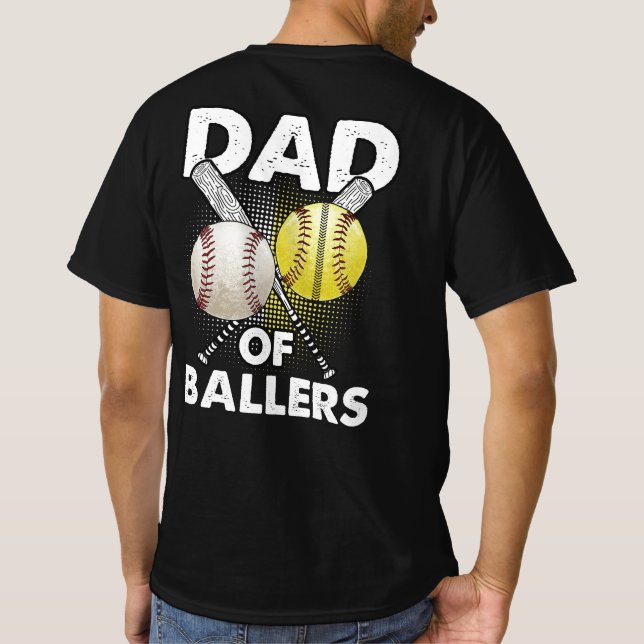 Vater des Ballers Vater von Baseball und Softball  T-Shirt (Rückseite)