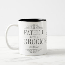 Vater des Bräutigams Rustikales Grey Wedding Monog Zweifarbige Tasse