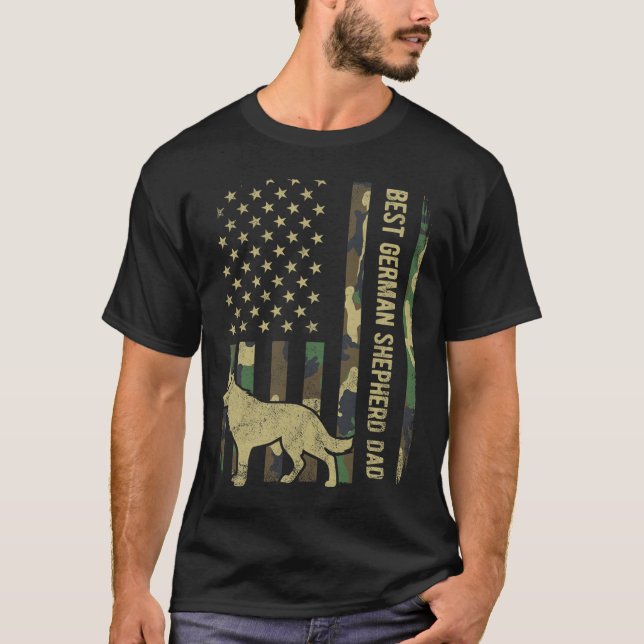 Vater des deutschen Schäferhundes Camouflage Ameri T-Shirt (Vorderseite)