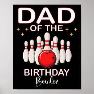 Vater des Geburtstags-Bowler-Kindermädchen Bowling Poster