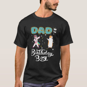 Vater des Geburtstags-Jungen Donut Dabbing Einhorn T-Shirt
