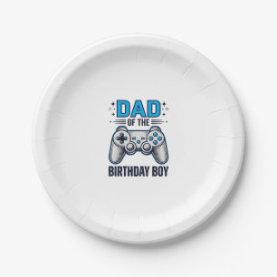 Vater des Geburtstagsjungen Gamer-Shirt-Design_1 Pappteller