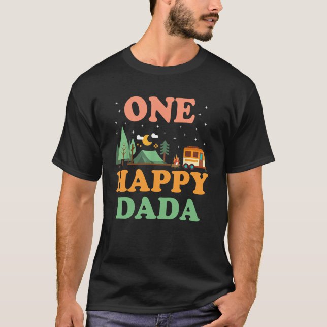 Vater des Happy Camper One Happy Dada Camping T-Shirt (Vorderseite)