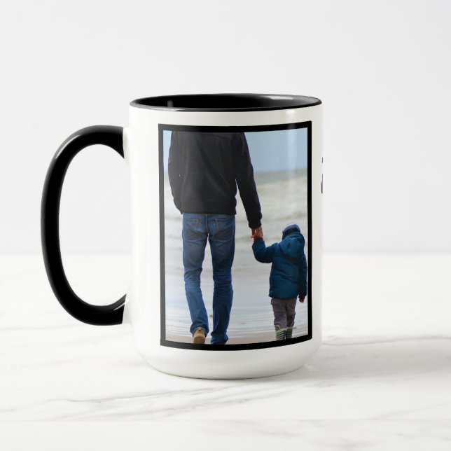 Vater-du bist mein Held Foto/Text zweifarbig Tasse (Links)