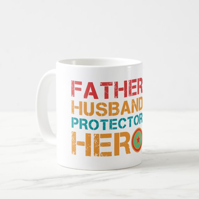 Vater Ehemann Beschützer Held Kaffeetasse (Vorderseite Links)