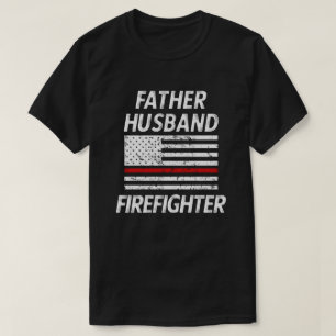 Vater-Ehemann-Feuerwehrmann-dünne rote Linie T-Shirt
