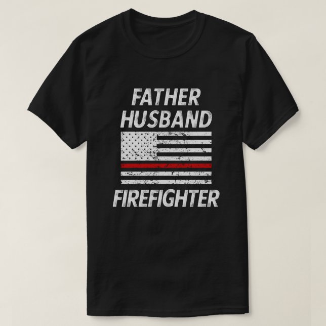 Vater-Ehemann-Feuerwehrmann-dünne rote Linie T-Shirt (Design vorne)