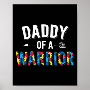 Vater einer Kriegerfamilie Dad Welt Autismus-Bewus Poster