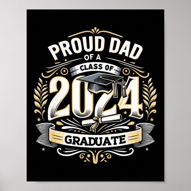 Vater eines Cl of 2024 Senior Funny Abschluss 24 Poster (Vorne)