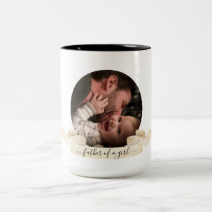 Vater eines Mädchenrundgeburtstags Foto Vatertag Zweifarbige Tasse