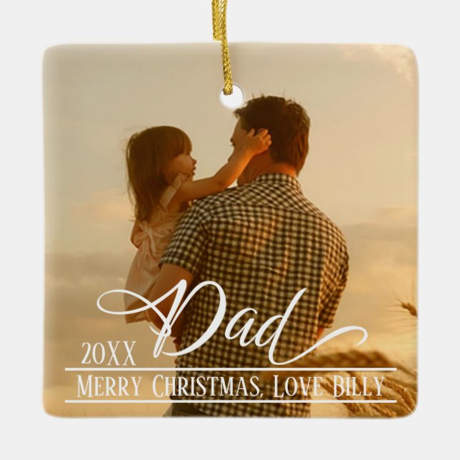 Vater Elegantes Weihnachtsfest Foto Personalisiert Keramikornament (Vorderseite)