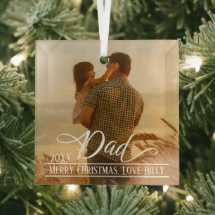 Vater Elegantes Weihnachtsfest Foto Personalisiert Ornament Aus Glas