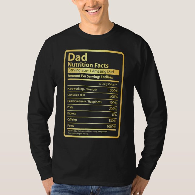 Vater Ernährung Fakten Vatertag für Vater T-Shirt (Vorderseite)