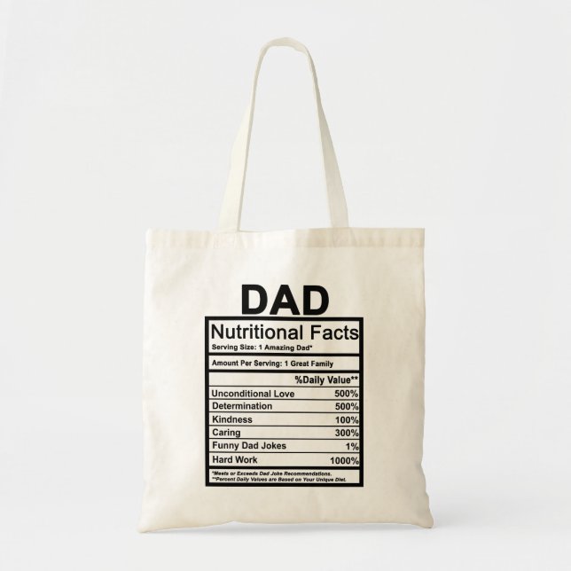 Vater Ernährungsfakte Tragetasche (Vorne)
