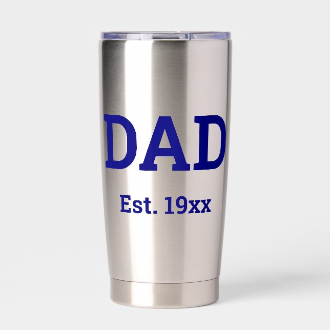 Vater Est. 19xx Navy Blue Text Template Thermobecher (Vorderseite)
