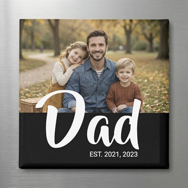 Vater Established Foto Vatertag Magnet (Dad Established Photo Father's Day Magnet)
