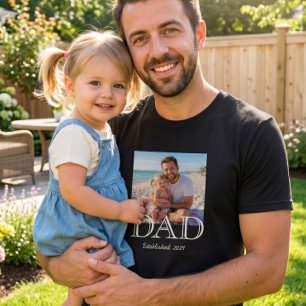 Vater etabliert Foto Minimales Vatertagsgeschenk T-Shirt