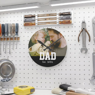 Vater etabliert Foto Vatertag Geschenk Runde Wanduhr