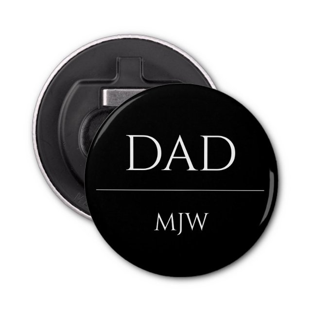 Vater etablierte einfache Schwarze Initialen Flaschenöffner (Vorderseite)