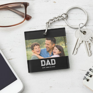 Vater etablierte Foto Moderne Typografie Geschenk Schlüsselanhänger