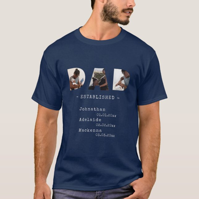 Vater etablierte Kinder Name Geburtsdatum FotoColl T-Shirt (Vorderseite)