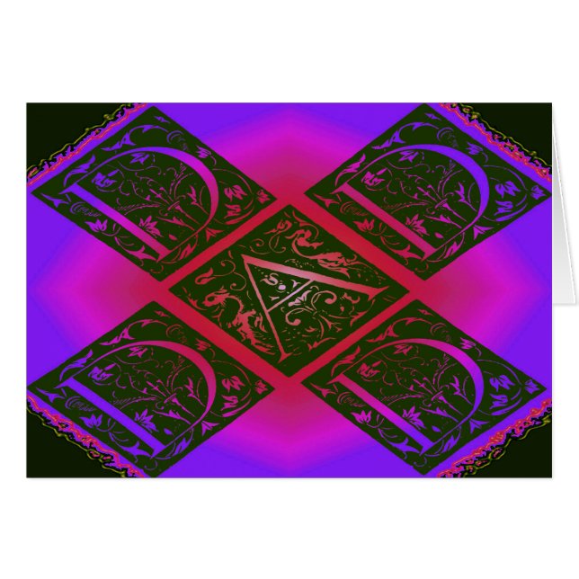 Vater Extravagant Typografie Muster Schwarz & Lila (Vorderseite (Horizontal))