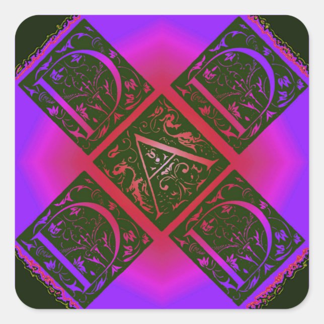 Vater Extravagant Typografie Muster Schwarz & Lila Quadratischer Aufkleber (Vorderseite)