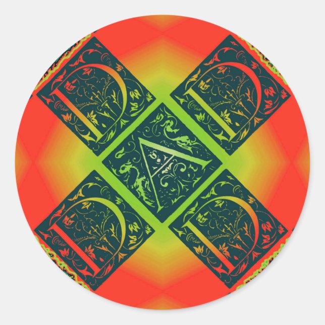 Vater Extravagant Typografie Muster Schwarz-Orange Runder Aufkleber (Vorderseite)