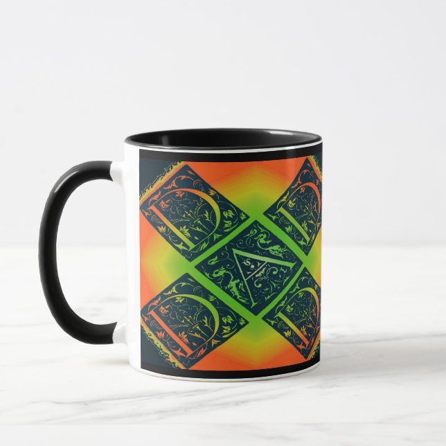 Vater Extravagant Typografie Muster Schwarz-Orange Tasse (Links)
