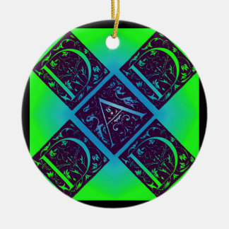 Vater Extravaganter Text Blau und Grün Keramik Ornament
