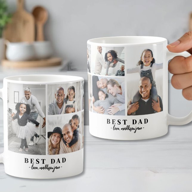 Vater Familienfoto-Collage Vater Kaffeetasse (Dad Family Photo Collage Father Coffee Mug )