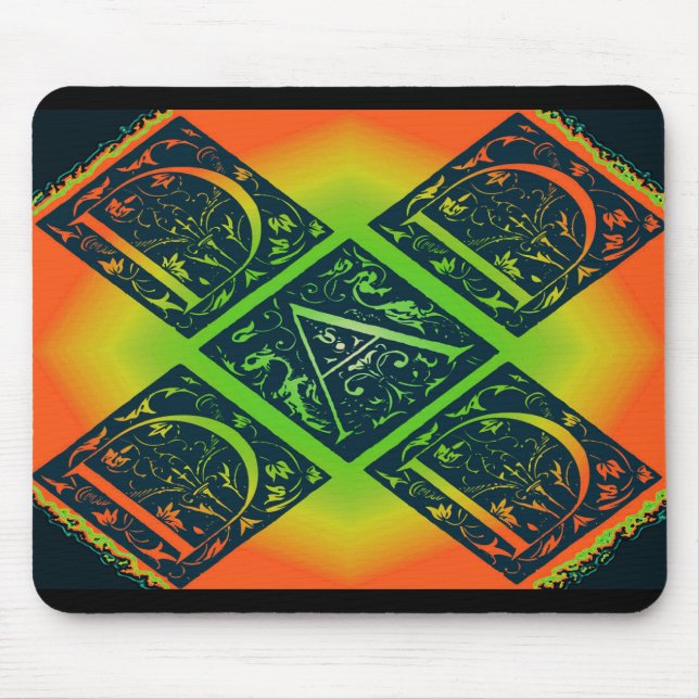 Vater Fancy Typography Muster Schwarz & Orange Mousepad (Vorne)