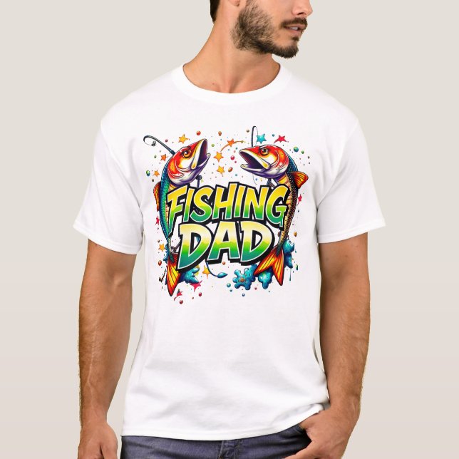Vater farbiger Fisch Graffiti weiß T-Shirt (Vorderseite)