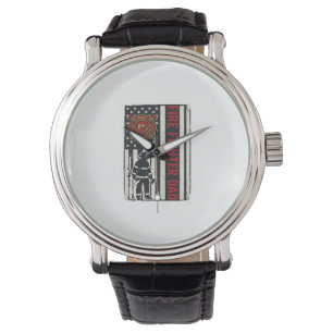 Vater-Feuerwehrmann-Design mit Distressed-Flag-Vek Armbanduhr