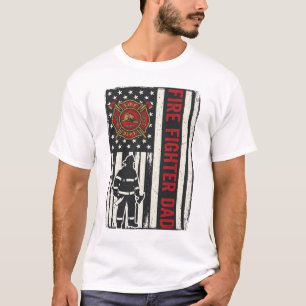 Vater-Feuerwehrmann-Design mit Distressed-Flag-Vek T-Shirt